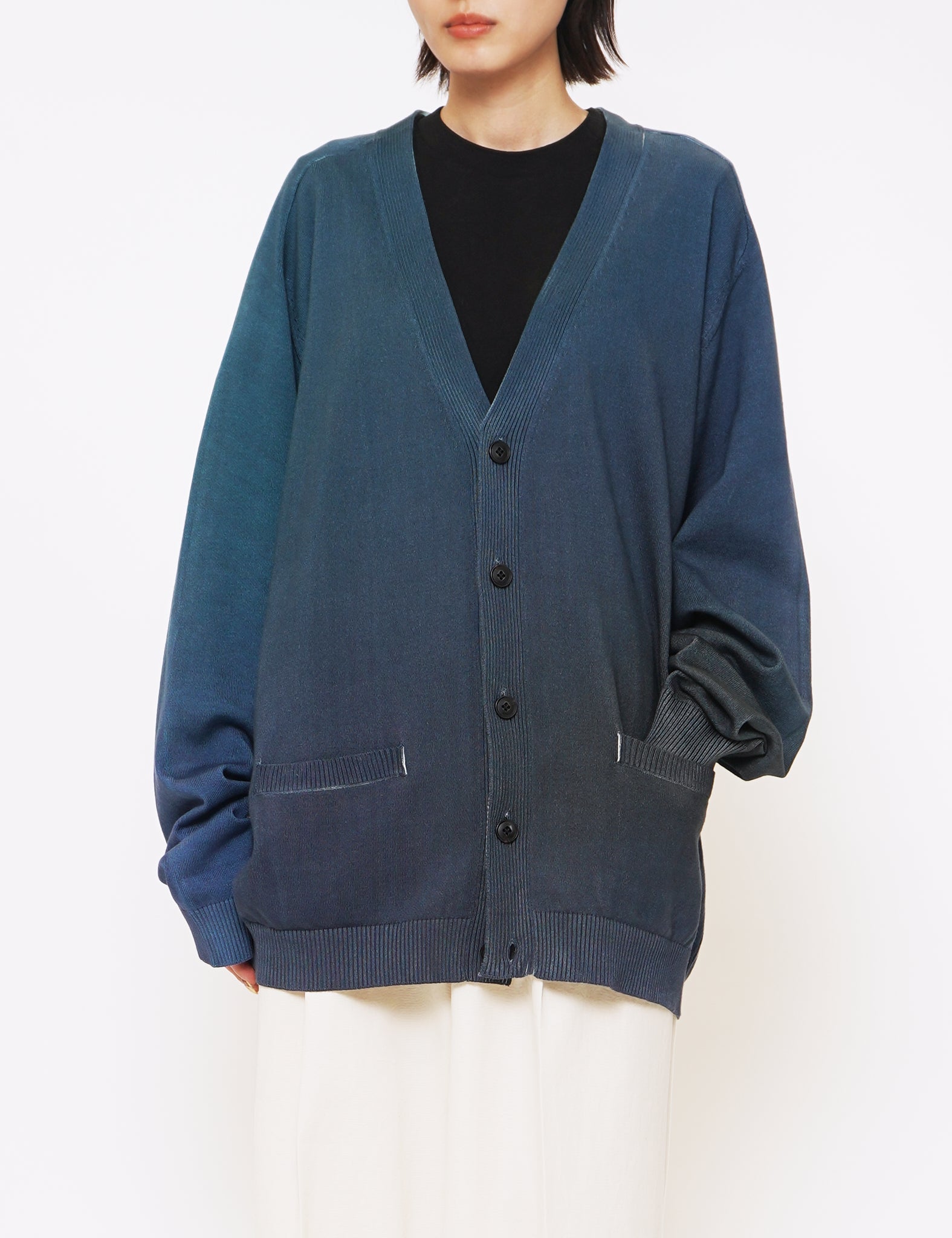 NAVY GRADATION PRINTED CARDIGAN