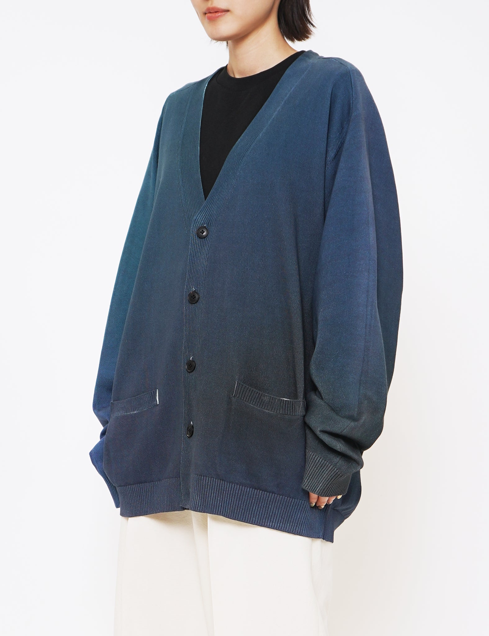 NAVY GRADATION PRINTED CARDIGAN