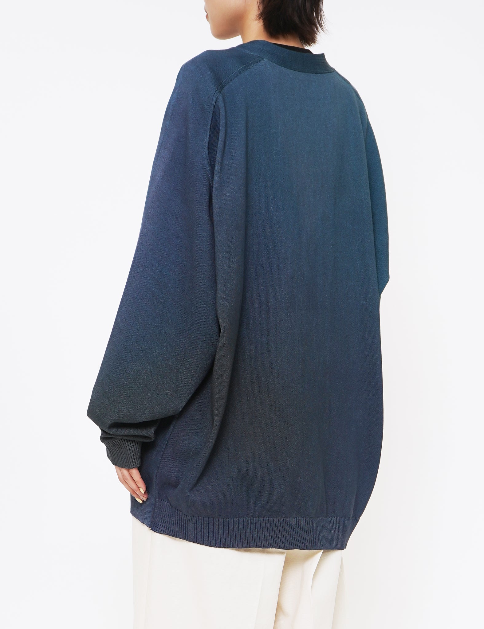 NAVY GRADATION PRINTED CARDIGAN