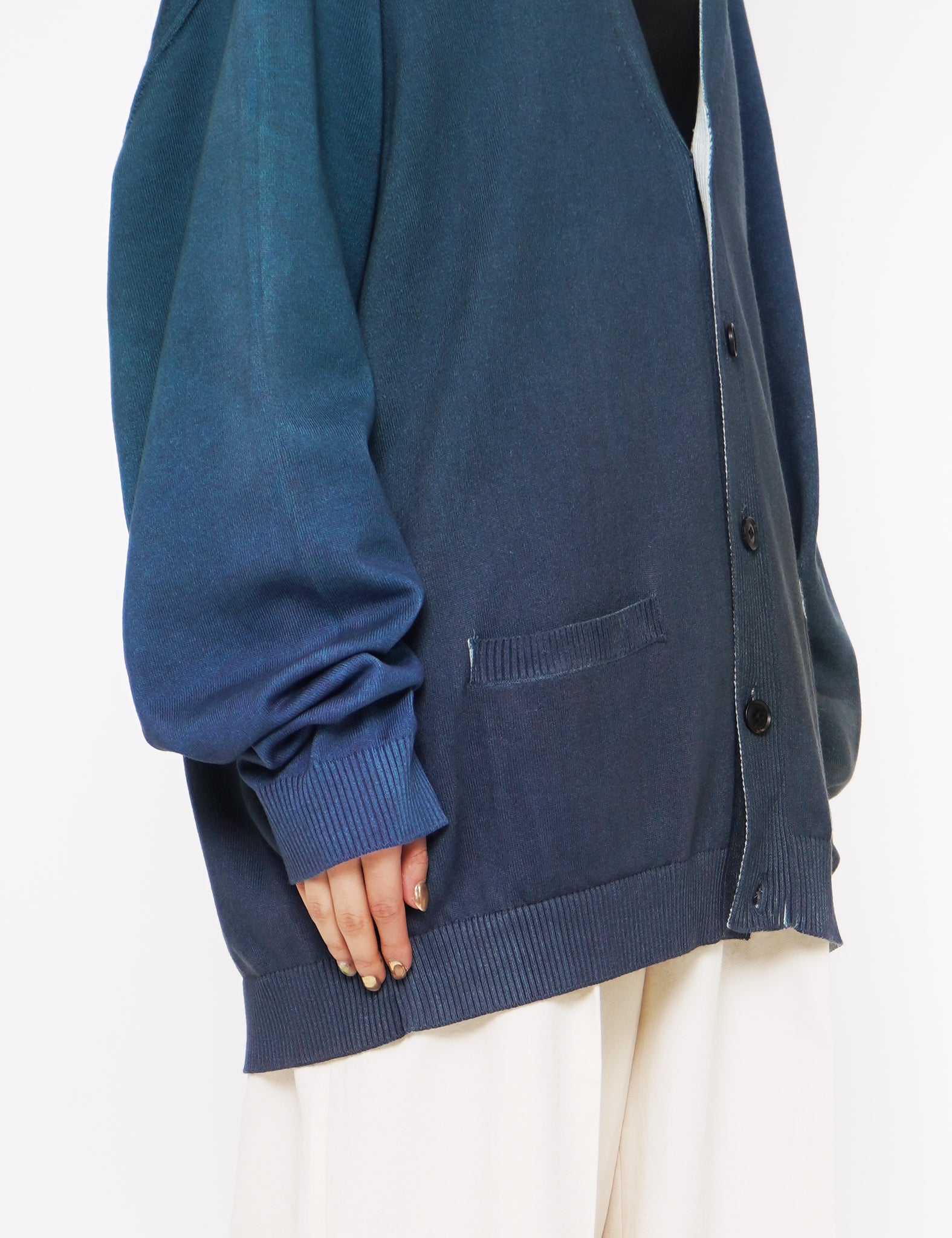 NAVY GRADATION PRINTED CARDIGAN