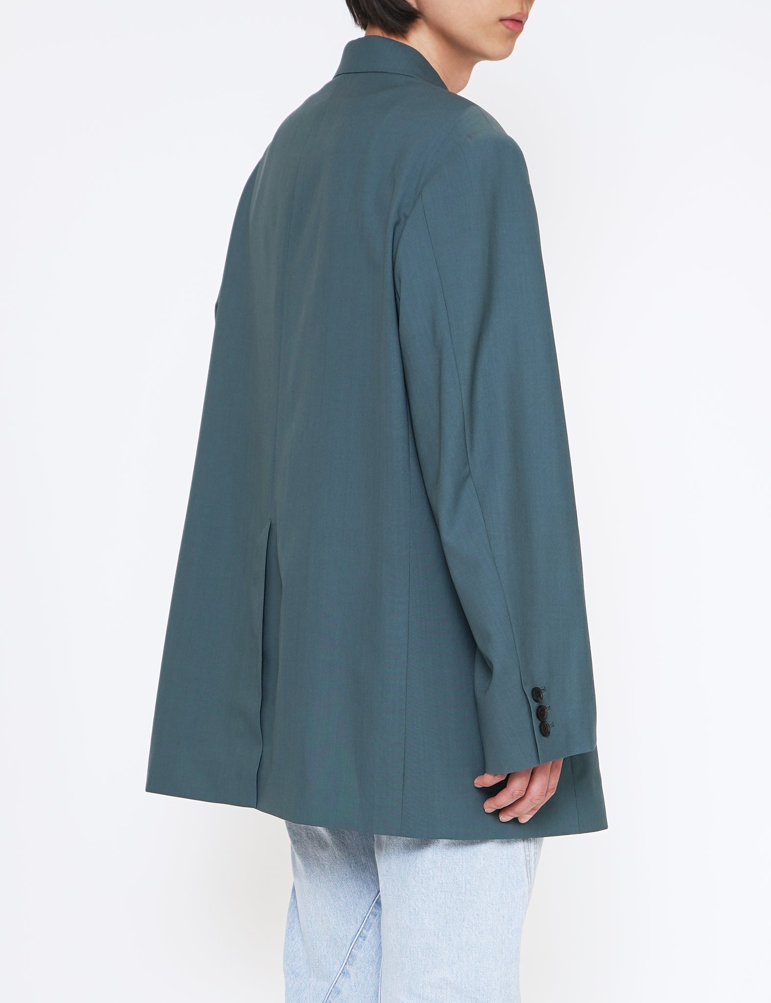 PEACOCK GREEN BOXY DOUBLE BREASTED JACKET