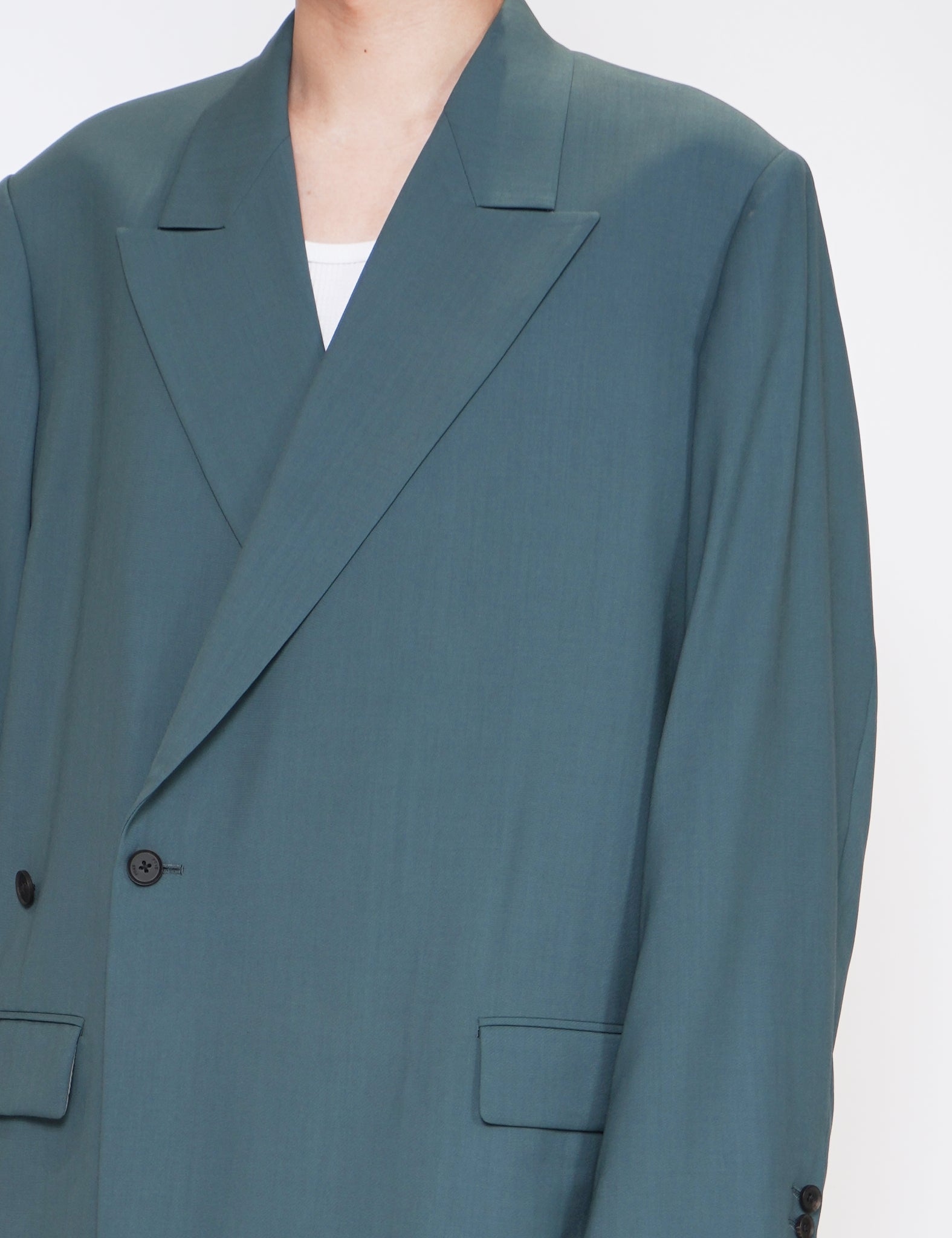 PEACOCK GREEN BOXY DOUBLE BREASTED JACKET