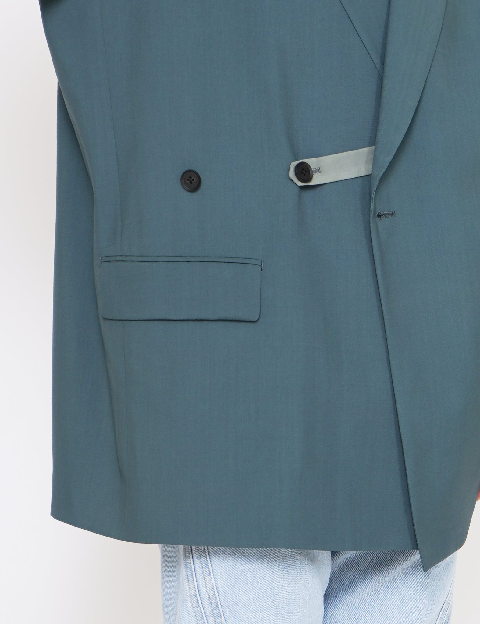 PEACOCK GREEN BOXY DOUBLE BREASTED JACKET