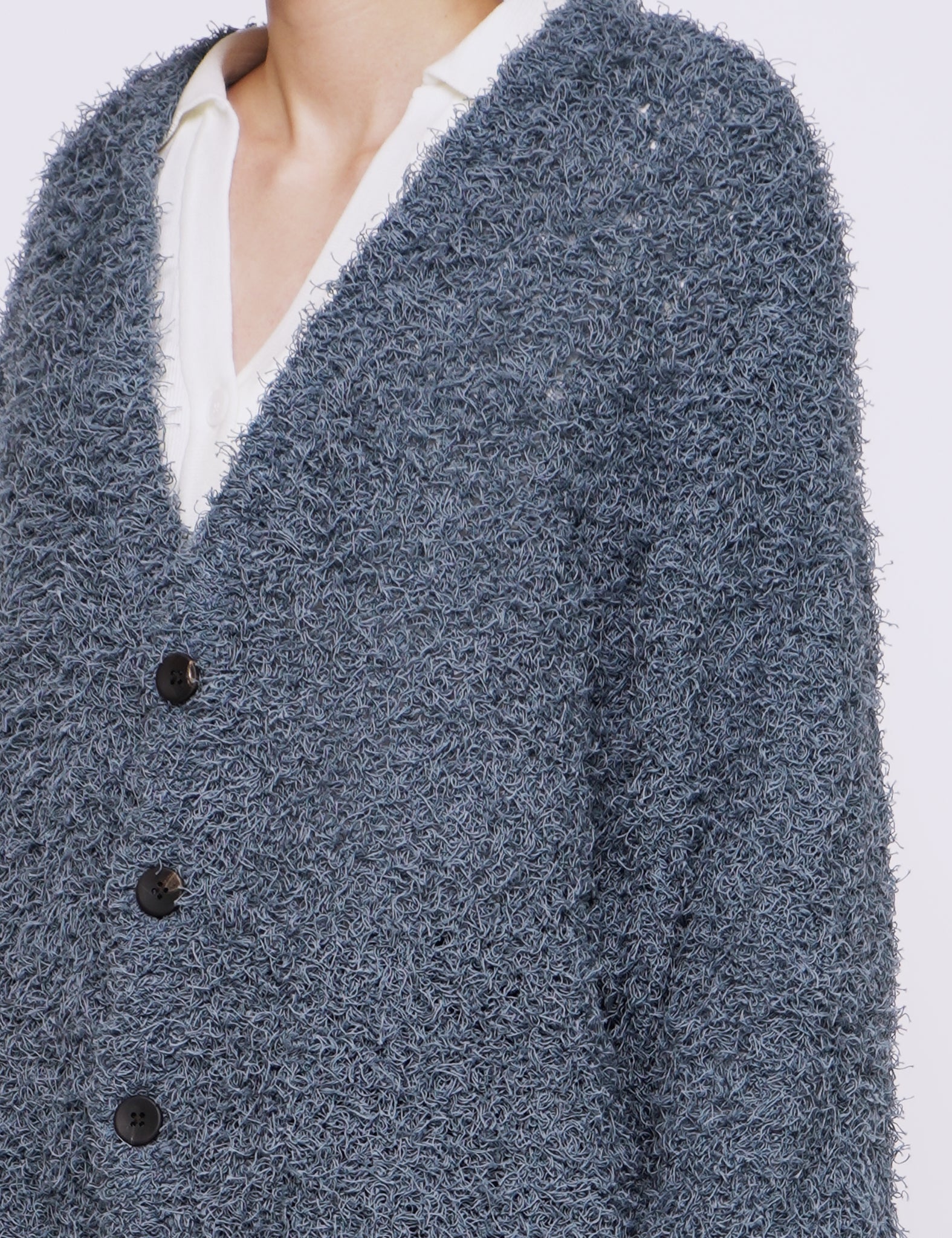 TURQUOISE BUSHY COTTON CARDIGAN