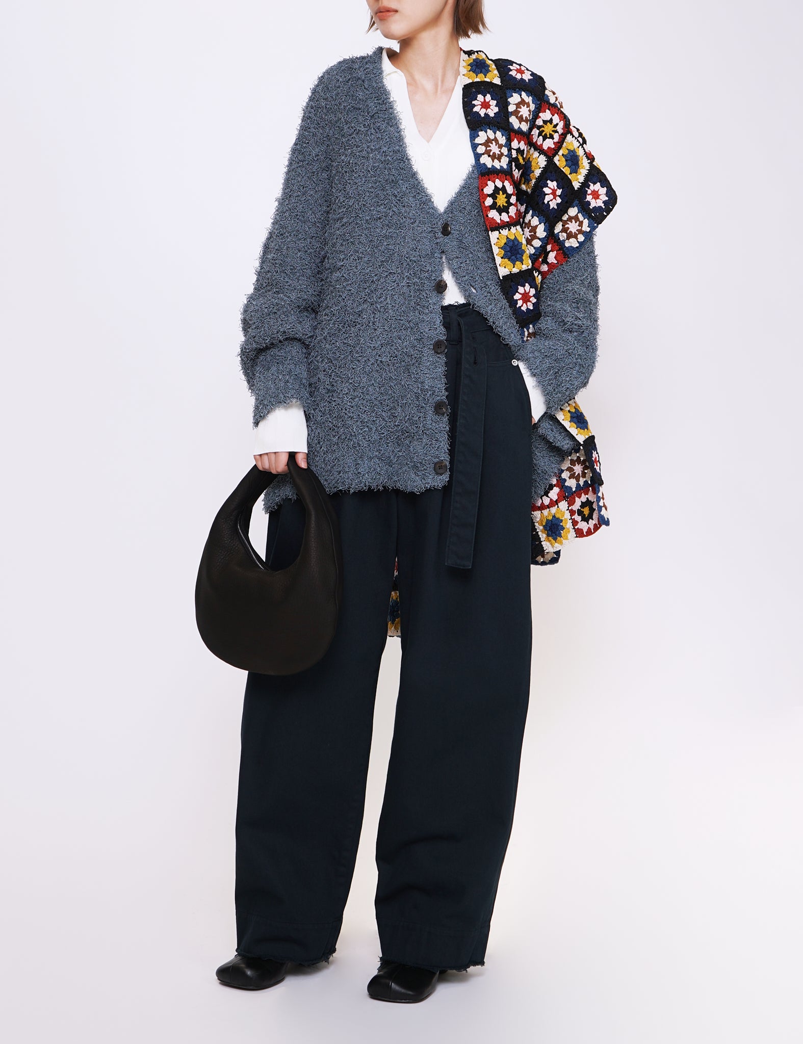 TURQUOISE BUSHY COTTON CARDIGAN