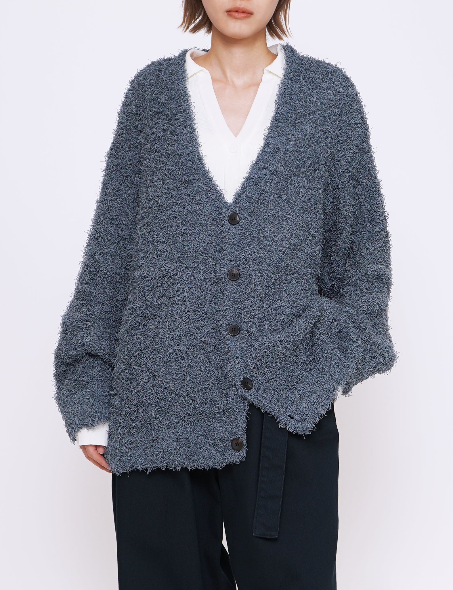TURQUOISE BUSHY COTTON CARDIGAN