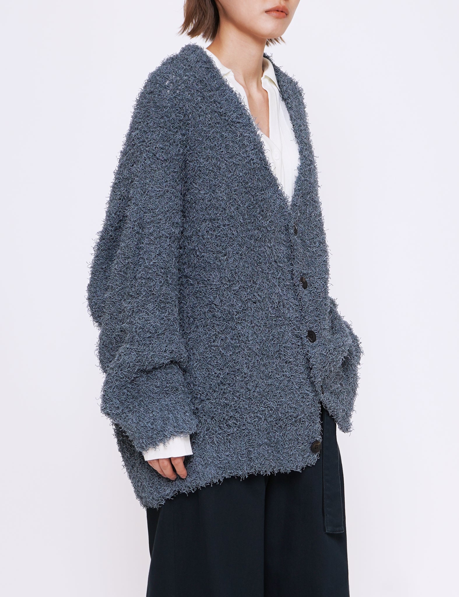 TURQUOISE BUSHY COTTON CARDIGAN