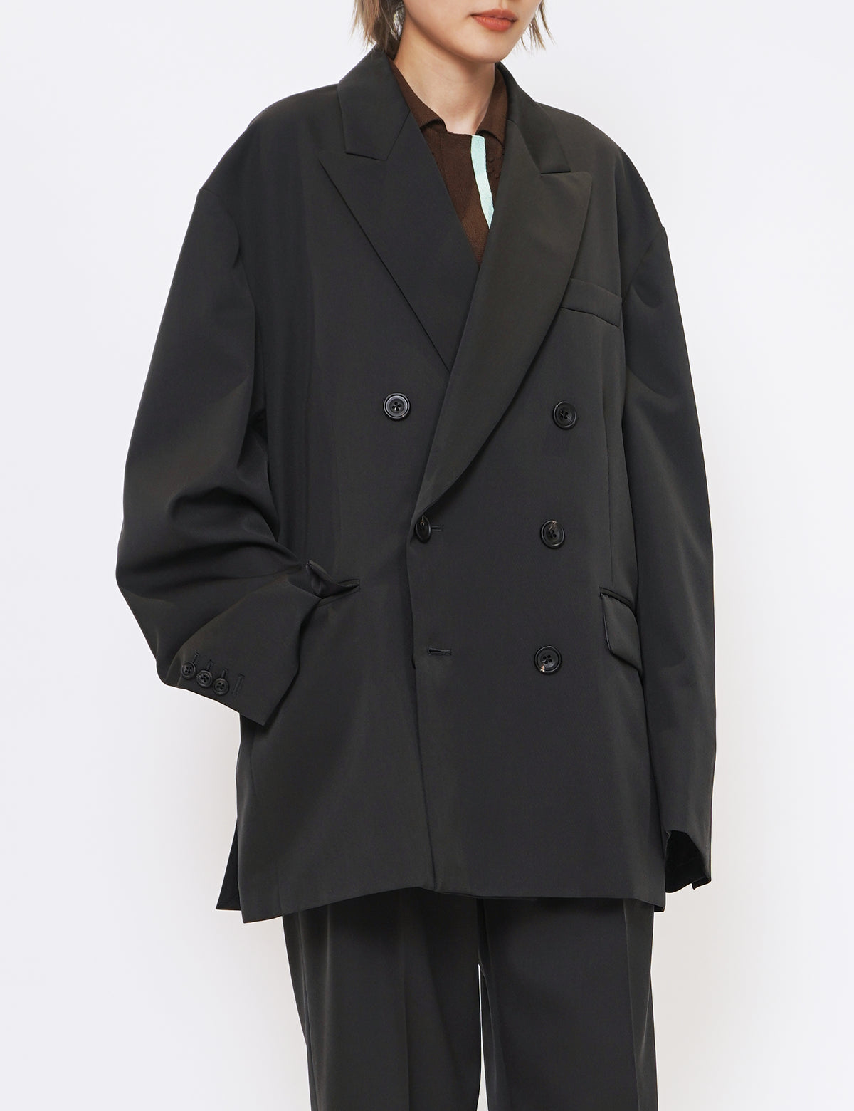 stein SHADE CHARCOAL OVERSIZED DOUBLE BREASTED JACKET