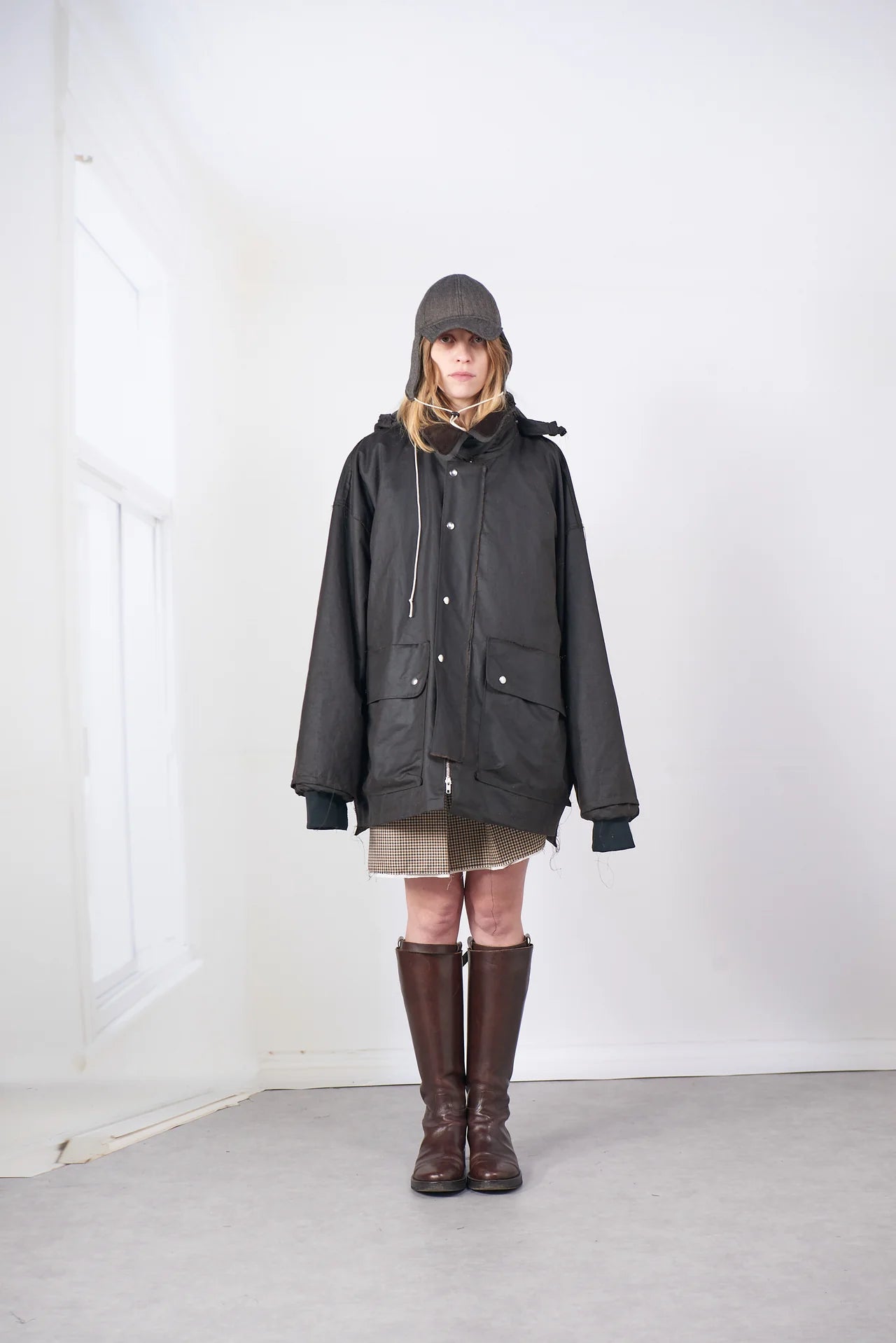 BROWN WAXED COTTON OUTDOOR HUNTING JACKET