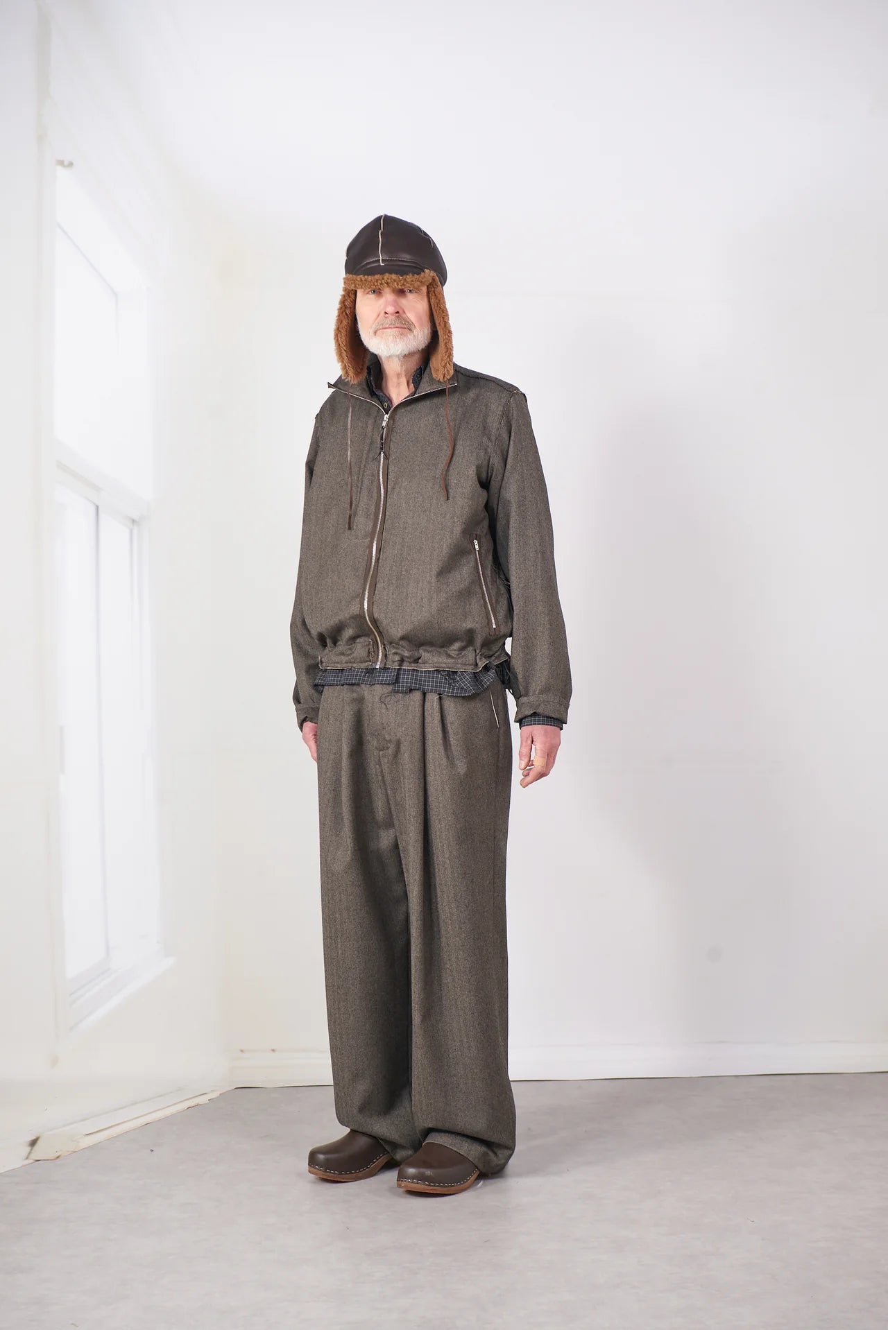 BROWN HERRINGBONE TRACK JACKET