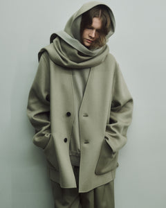 TAUPE GREY WOOL CASHMERE BEAVER REVERSIBLE STOLE JACKET