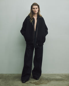 BLACK C/SI TWILL OVERSIZED SKIPPER SHIRT