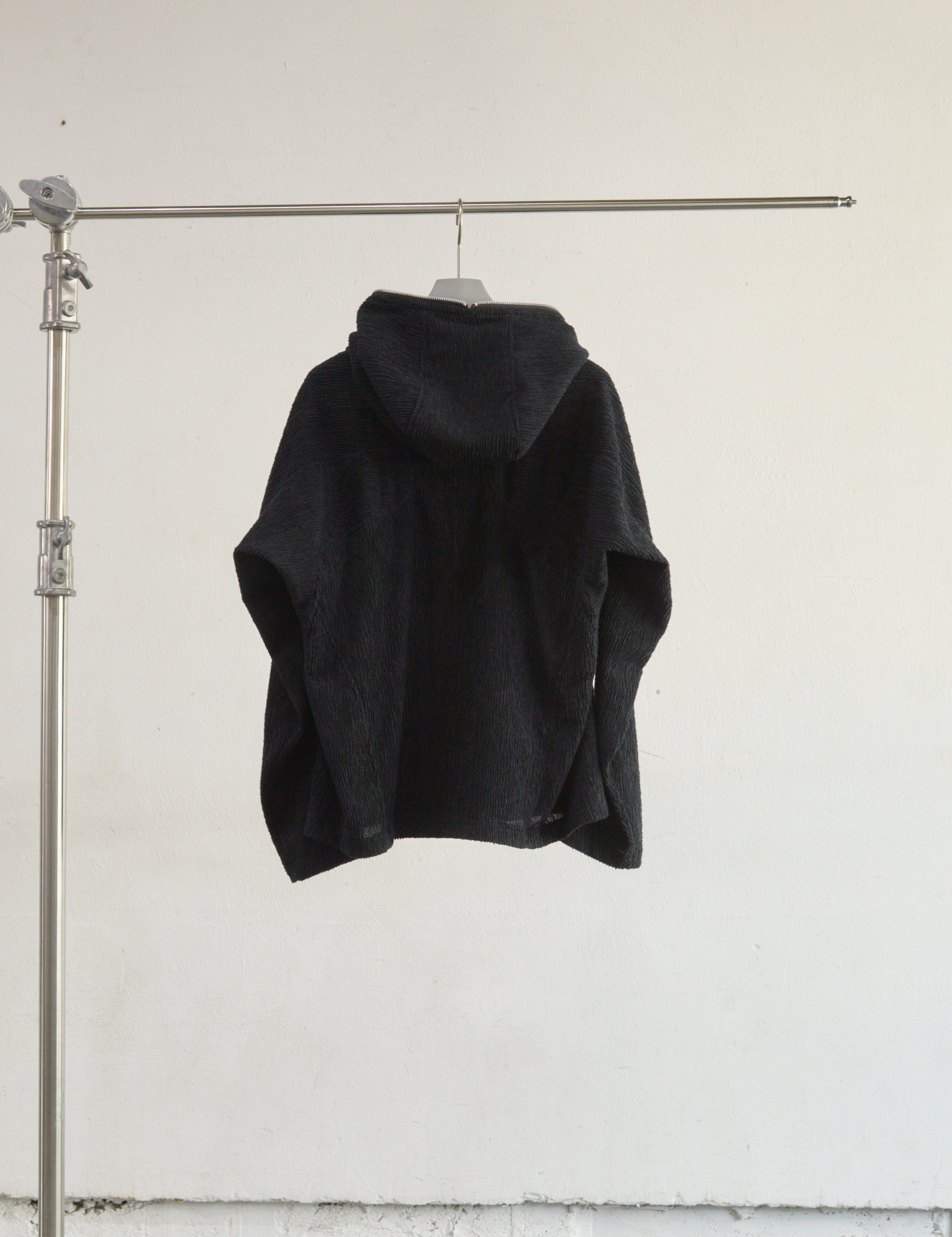 BLACK SEMI SHEER FULL ZIP UP HOODIE