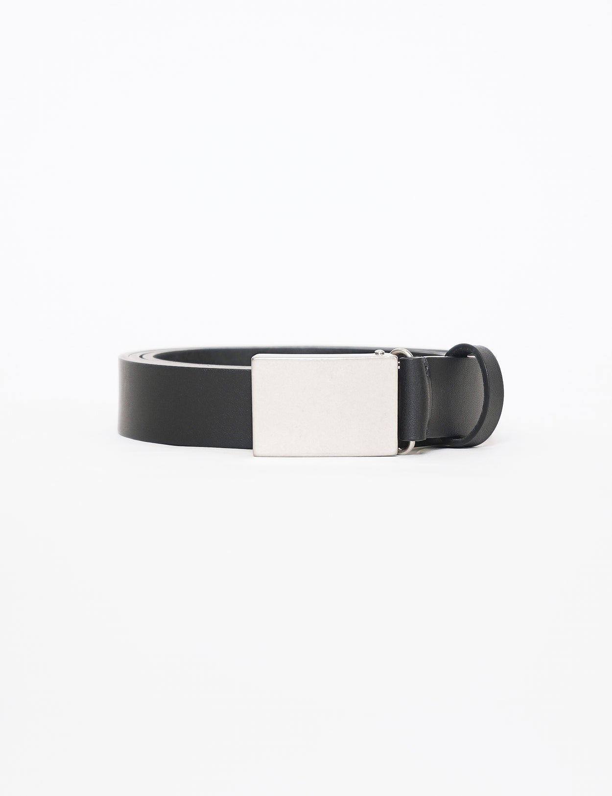 BLACK PLAIN BUCKLE LEATHER BELT