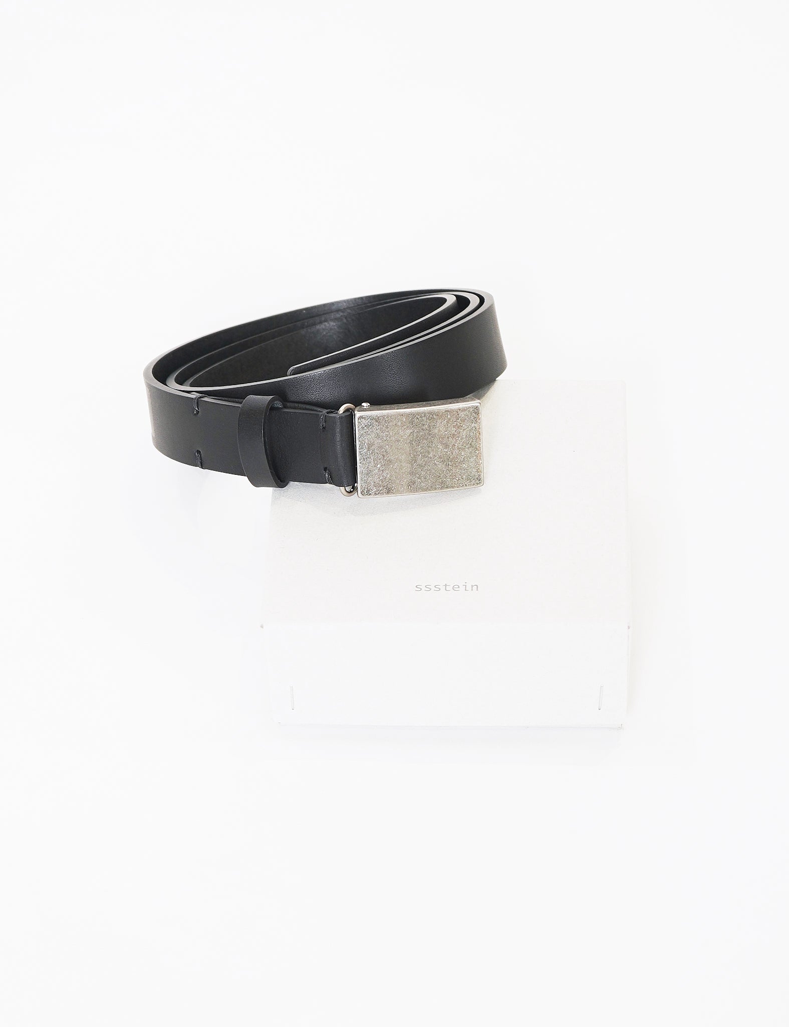 ssstein BLACK PLAIN BUCKLE LEATHER BELT
