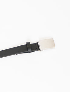 BLACK PLAIN BUCKLE LEATHER BELT