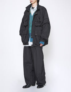 BLACK NYLON MULTI POCKETS DETACHABLE UTILITY BLOUSON