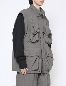 CHARCOAL KHAKI MULTI POCKETS DETACHABLE UTILITY BLOUSON