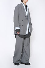 Load image into Gallery viewer, BLUE GRAY WOOL TROPICAL 3PLEATED WIDE-LEG TROUSERS
