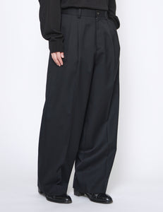 BLACK LONG WIDE TROUSERS