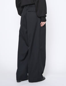 BLACK LONG WIDE TROUSERS