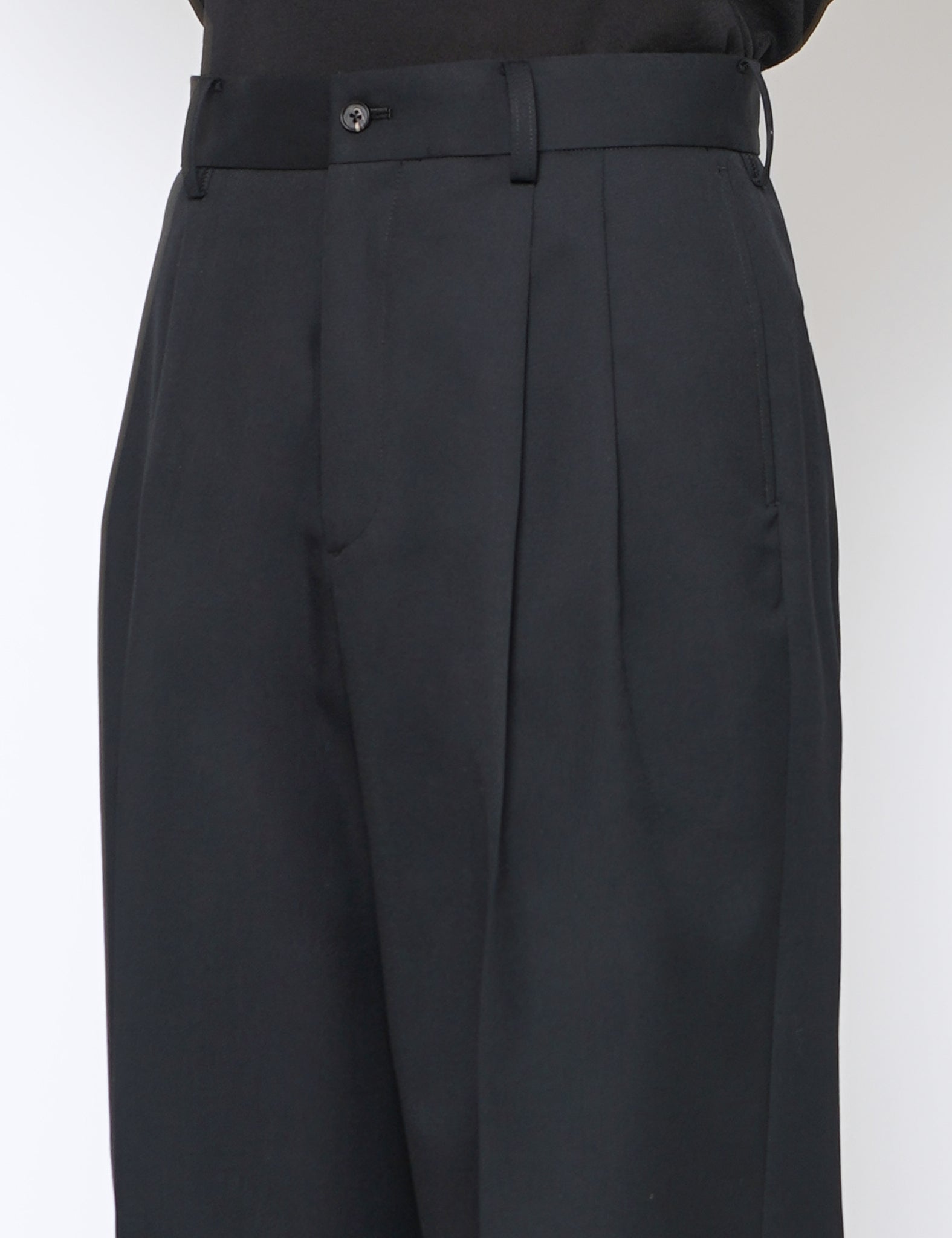ssstein BLACK LONG WIDE TROUSERS SS26