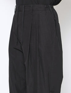 BLACK WINDPROOF NYLON WIDE EASY TROUSERS