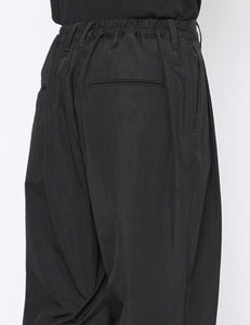 BLACK WINDPROOF NYLON WIDE EASY TROUSERS