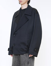 Load image into Gallery viewer, BLACK W/SI SATIN OVERSIZED DOUBLE BREAST BLOUSON
