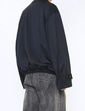 Load image into Gallery viewer, BLACK W/SI SATIN OVERSIZED DOUBLE BREAST BLOUSON
