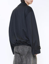 Load image into Gallery viewer, BLACK W/SI SATIN OVERSIZED DOUBLE BREAST BLOUSON
