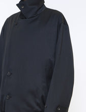 Load image into Gallery viewer, BLACK W/SI SATIN OVERSIZED DOUBLE BREAST BLOUSON
