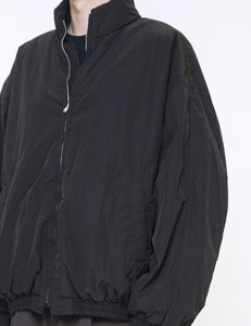 BLACK WINDPROOF NYLON PADDED JACKET