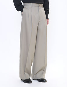 TAUPE BEIGE LONG WIDE TROUSERS