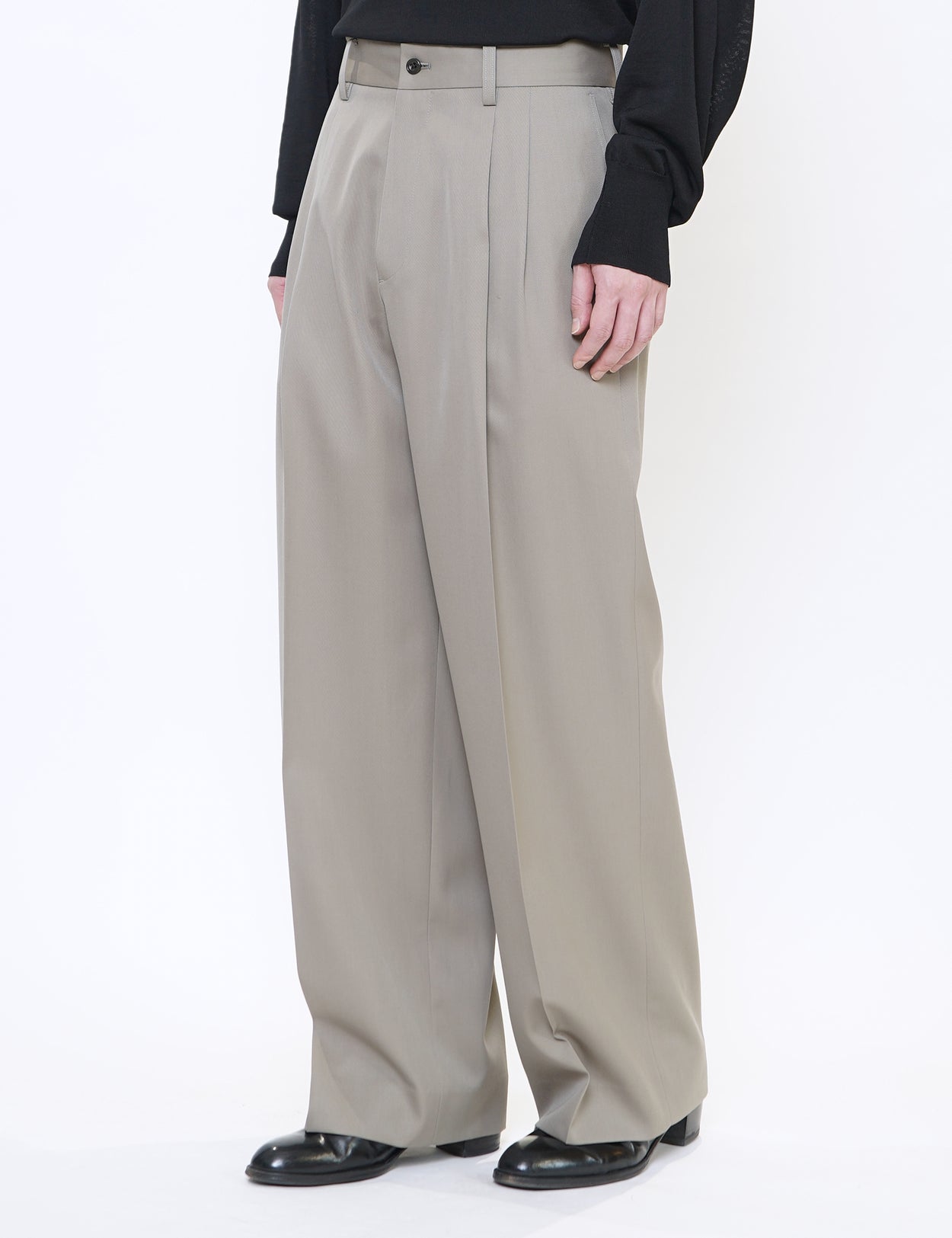 TAUPE BEIGE LONG WIDE TROUSERS