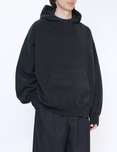 BLACK UNTWISTED YARN FADE SWEAT HOOD LS