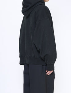 BLACK UNTWISTED YARN FADE SWEAT HOOD LS