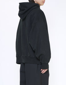 BLACK UNTWISTED YARN FADE SWEAT HOOD LS