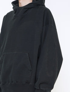 BLACK UNTWISTED YARN FADE SWEAT HOOD LS