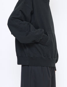 BLACK UNTWISTED YARN FADE SWEAT HOOD LS