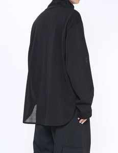 BLACK WOOL SILK KNIT HIGH NECK LS