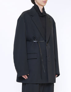 BLACK OVERSIZED SINGLE BREASTED LONG JACKET