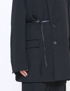 BLACK OVERSIZED SINGLE BREASTED LONG JACKET