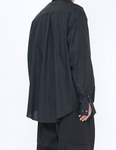 BLACK C/SI TWILL OVERSIZED SKIPPER SHIRT