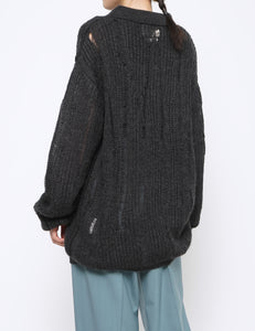 CARBON SILK MOHAIR SKIPPER SWEATER