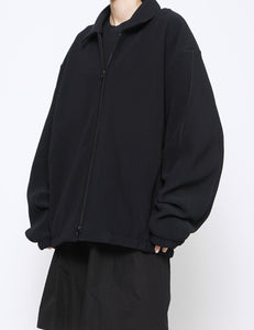 BLACK GRADATION PLEATS TWIST SLEEVE ZIP JACKET