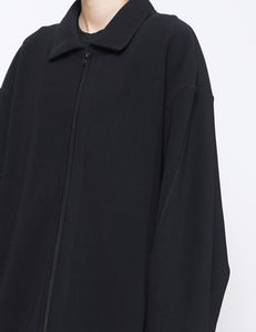 BLACK GRADATION PLEATS TWIST SLEEVE ZIP JACKET