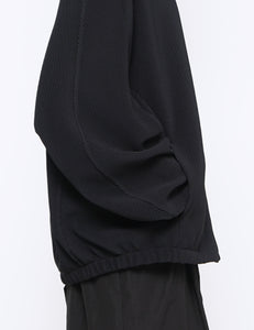 BLACK GRADATION PLEATS TWIST SLEEVE ZIP JACKET