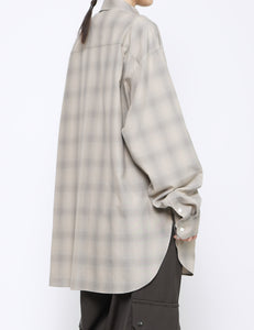 TAUPE/GREY OMBRE C/R CHECK OVERSIZED DOWN PAT SHIRT