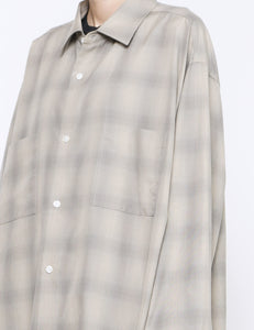 TAUPE/GREY OMBRE C/R CHECK OVERSIZED DOWN PAT SHIRT